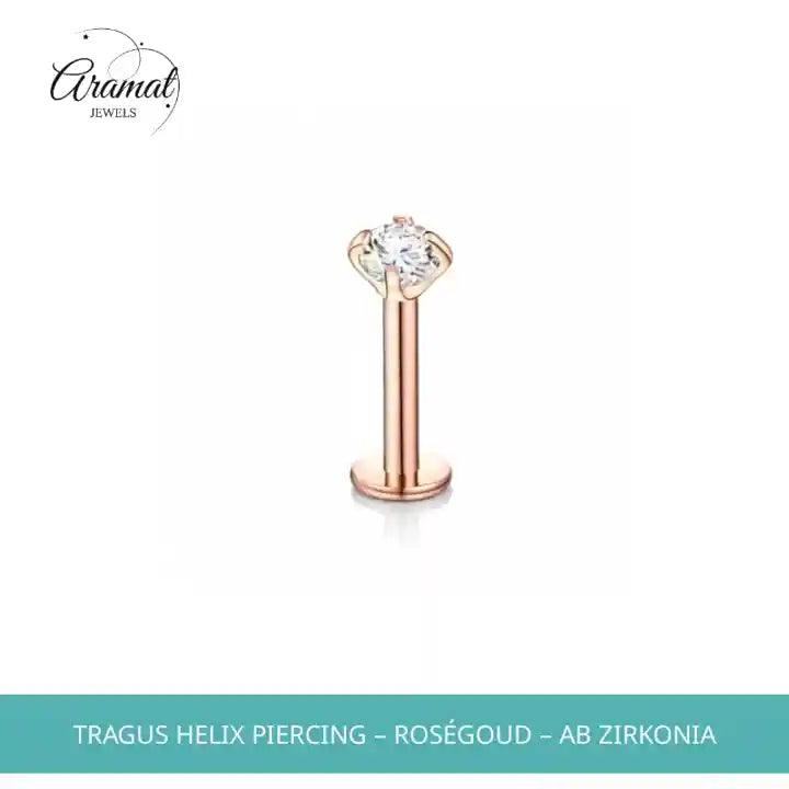 Tragus Helix Piercing &ndash; Ros&eacute;goud &ndash; AB Zirkonia by@Outfy