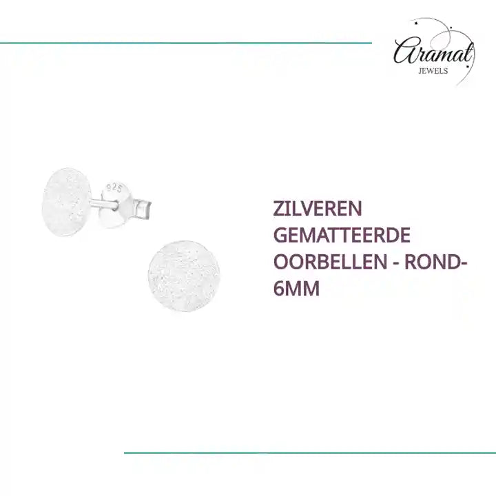 Zilveren Gematteerde Oorbellen - Rond-6mm by@Outfy