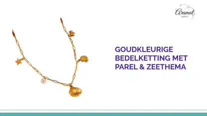 Goudkleurige bedelketting met parel &amp; zeethema by@Outfy