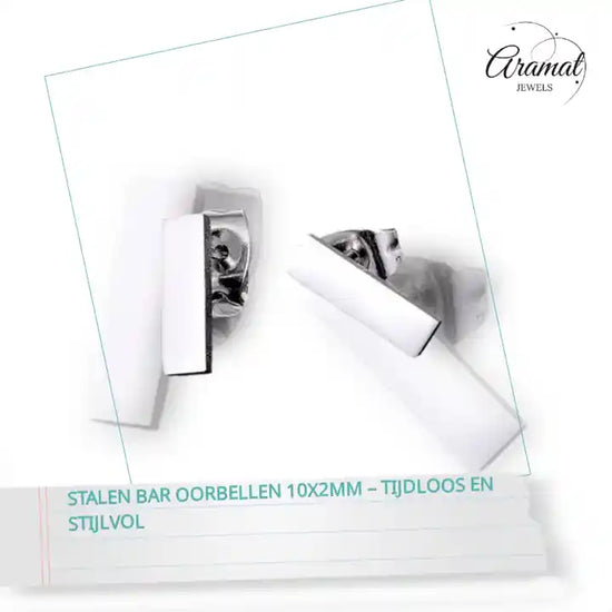 Stalen Bar Oorbellen 10x2mm &ndash; Tijdloos en Stijlvol by@Outfy