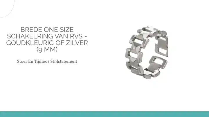 Brede One Size Schakelring van RVS - Goudkleurig of Zilver (9 mm) by@Outfy