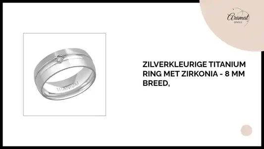 Zilverkleurige Titanium Ring met Zirkonia - 8 Mm Breed, by@Outfy