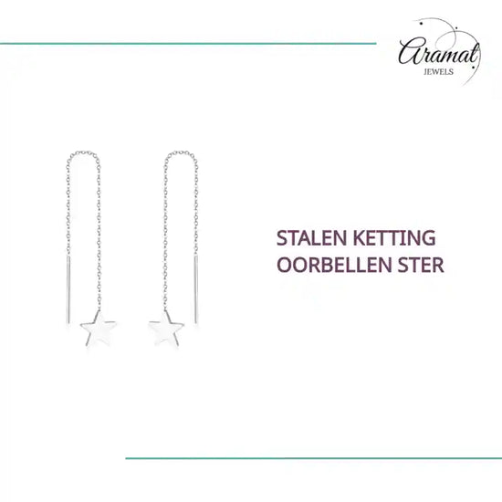 Stalen ketting Oorbellen ster by@Outfy