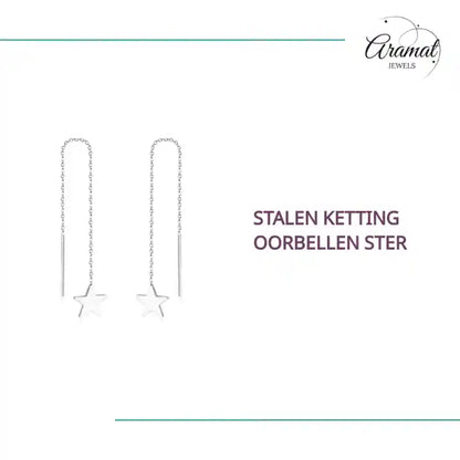 Stalen ketting Oorbellen ster by@Outfy