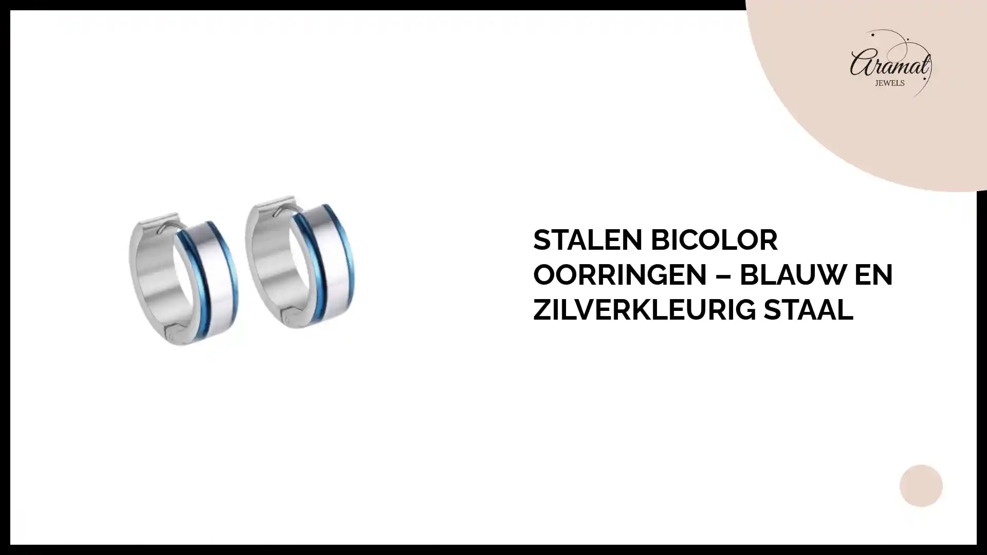 Stalen Bicolor Oorringen &ndash; Blauw en Zilverkleurig Staal by@Outfy