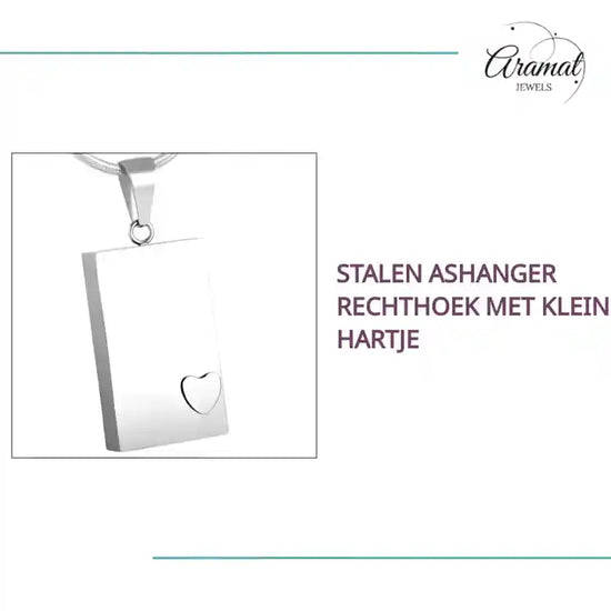 Stalen Ashanger Rechthoek met Klein Hartje by@Outfy