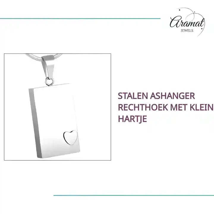 Stalen Ashanger Rechthoek met Klein Hartje by@Outfy