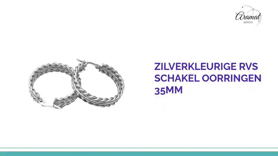 Zilverkleurige RVS schakel oorringen 35mm by@Outfy