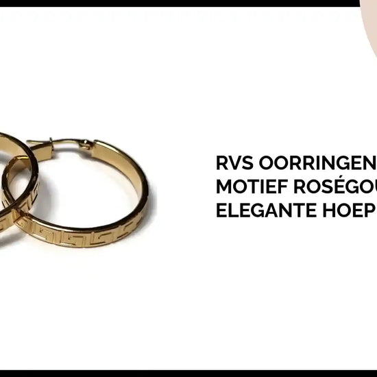 RVS Oorringen Grieks Motief Ros&eacute;goud 30mm - Elegante Hoepels by@Outfy