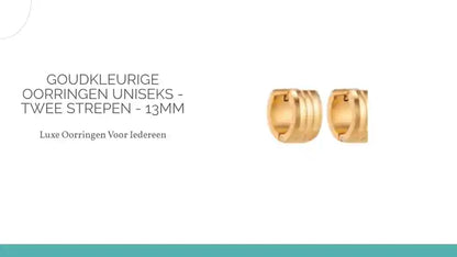 Goudkleurige Oorringen Uniseks - Twee Strepen - 13mm by@Outfy