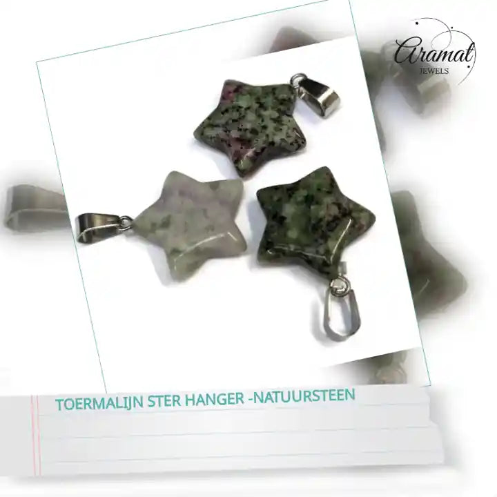 Toermalijn Ster Hanger -Natuursteen by@Outfy