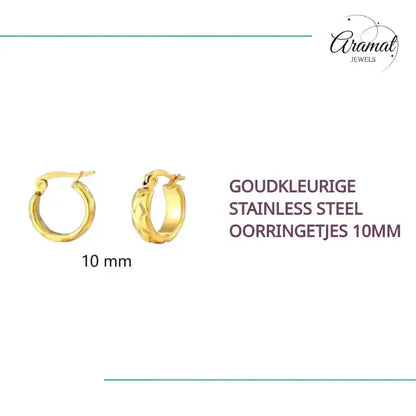 Goudkleurige Stainless Steel Oorringetjes 10mm by@Outfy