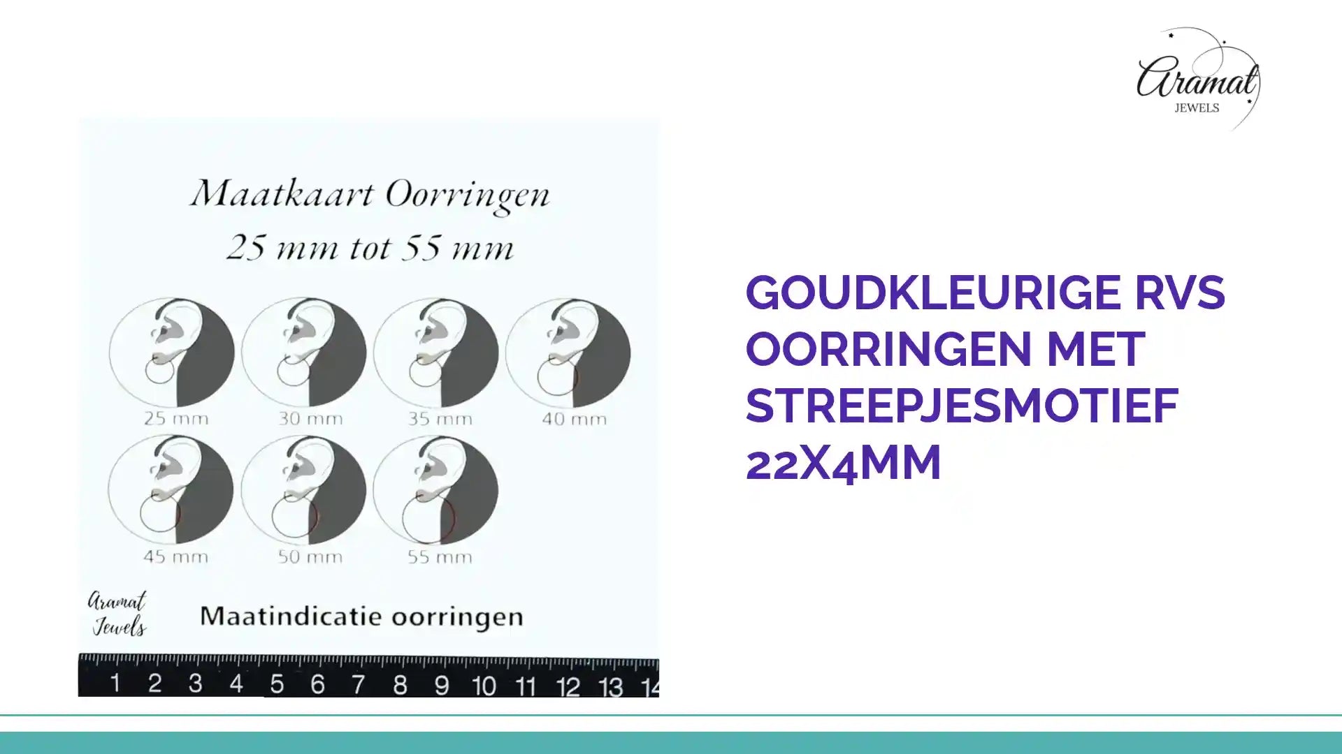 Goudkleurige RVS Oorringen met Streepjesmotief 22x4mm by@Outfy