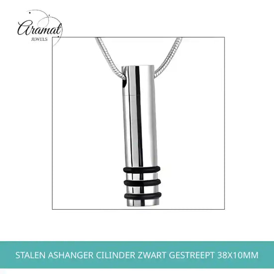 Stalen ashanger cilinder zwart gestreept 38x10mm by@Outfy