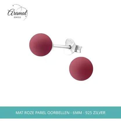 Mat Roze Parel Oorbellen - 6mm - 925 Zilver by@Outfy