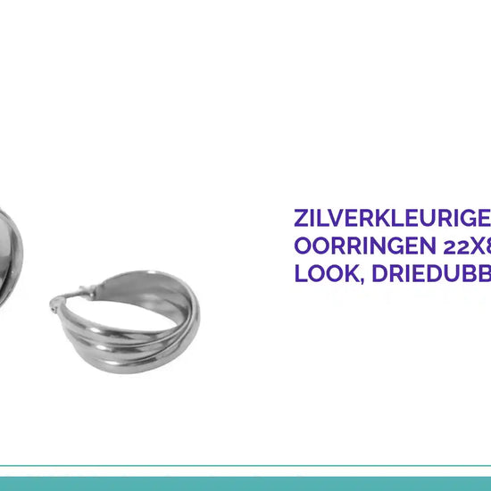 Zilverkleurige Triple Oorringen 22x8mm &ndash; Strakke look, driedubbel effect by@Outfy