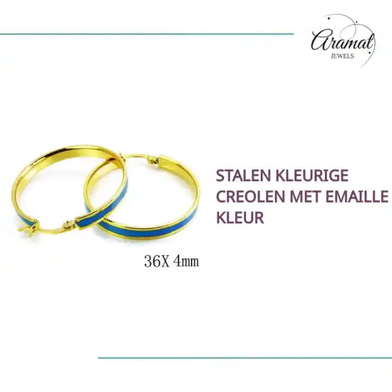 Stalen Kleurige Creolen met emaille kleur by@Outfy