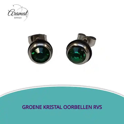 Groene Kristal Oorbellen rvs by@Outfy