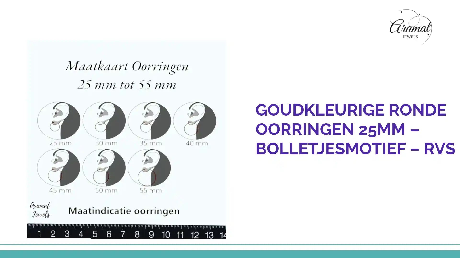Goudkleurige Ronde Oorringen 25mm &ndash; Bolletjesmotief &ndash; RVS by@Outfy
