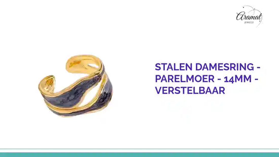 Stalen Damesring - Parelmoer - 14mm - Verstelbaar by@Outfy