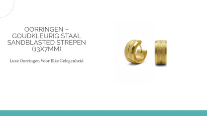 Oorringen &ndash; Goudkleurig Staal Sandblasted Strepen (13x7mm) by@Outfy