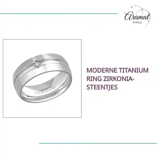 Moderne Titanium Ring Zirkonia-steentjes by@Outfy