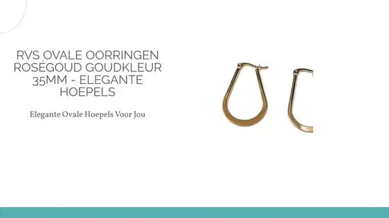 RVS Ovale Oorringen Ros&eacute;goud Goudkleur 35mm - Elegante Hoepels by@Outfy