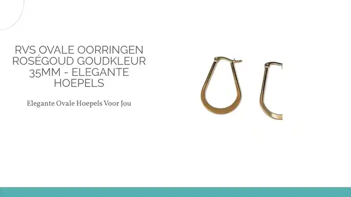 RVS Ovale Oorringen Ros&eacute;goud Goudkleur 35mm - Elegante Hoepels by@Outfy