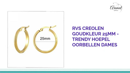 RVS Creolen Goudkleur 25mm - Trendy Hoepel Oorbellen Dames by@Outfy