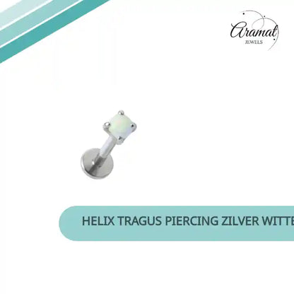 Helix Tragus Piercing Zilver Witte Opaal 6mm 3mm by@Outfy