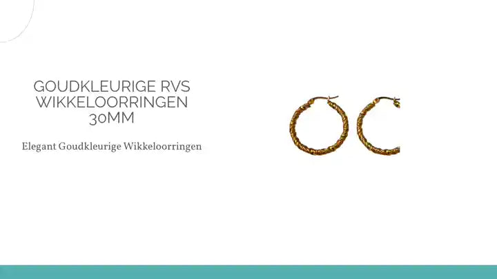 Goudkleurige RVS wikkeloorringen 30mm by@Outfy
