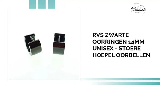 RVS Zwarte Oorringen 14mm Unisex - Stoere Hoepel Oorbellen by@Outfy