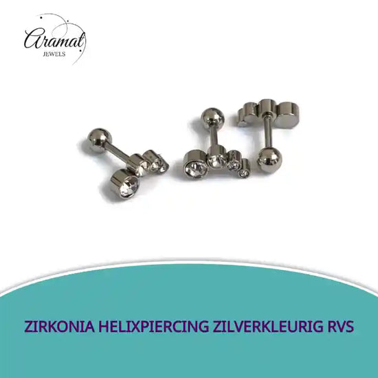 Zirkonia Helixpiercing zilverkleurig RVS by@Outfy