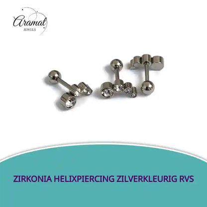 Zirkonia Helixpiercing zilverkleurig RVS by@Outfy
