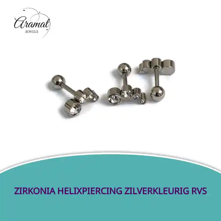 Zirkonia Helixpiercing zilverkleurig RVS by@Outfy