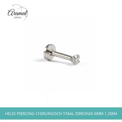 Helix Piercing Chirurgisch Staal Zirkonia 6mm 1.2mm by@Outfy