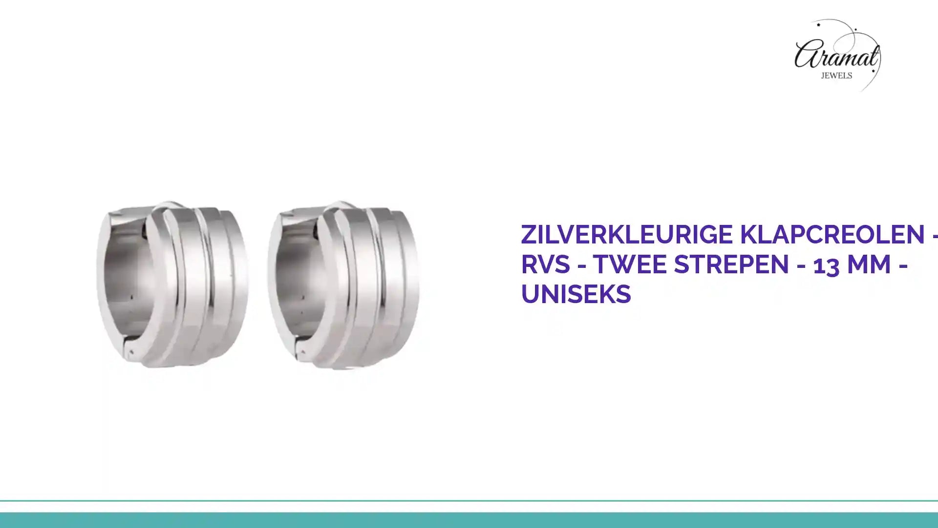 Zilverkleurige Klapcreolen - RVS - Twee Strepen - 13 mm - Uniseks by@Outfy