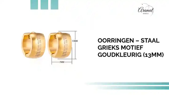 Oorringen &ndash; Staal Grieks Motief Goudkleurig (13mm) by@Outfy