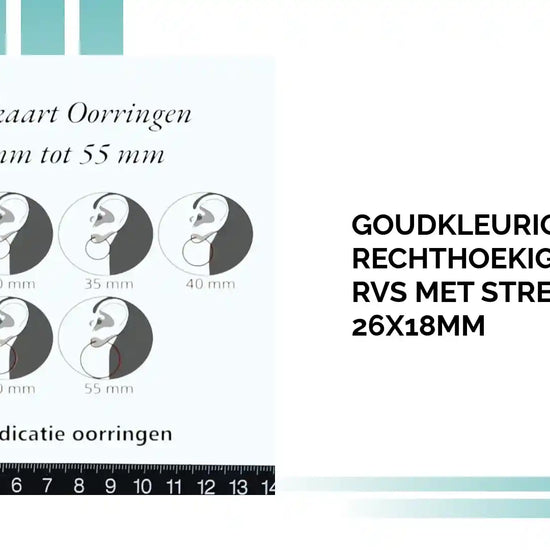 Goudkleurige Rechthoekige Oorringen RVS met Streepjes 26x18mm by@Outfy