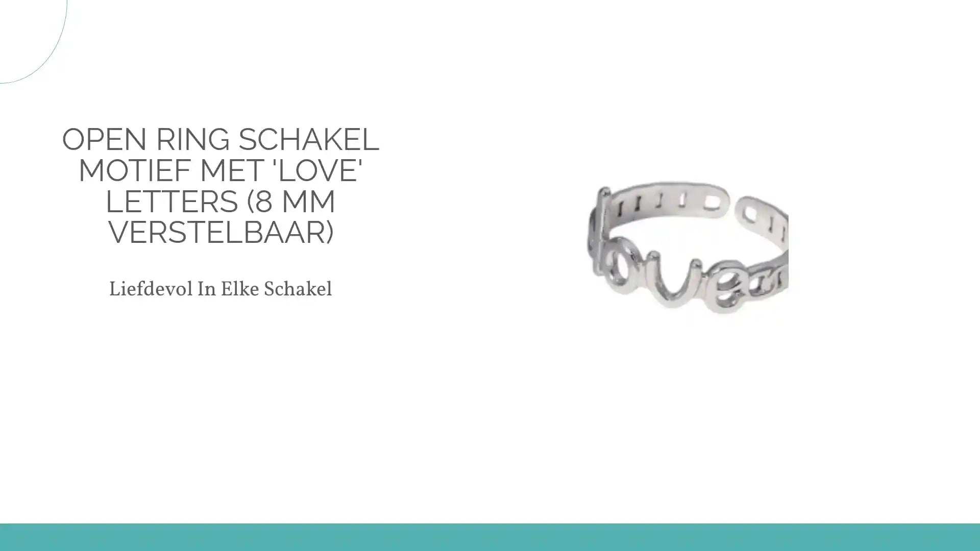 Open Ring Schakel Motief met 'Love' Letters (8 mm Verstelbaar) by@Outfy