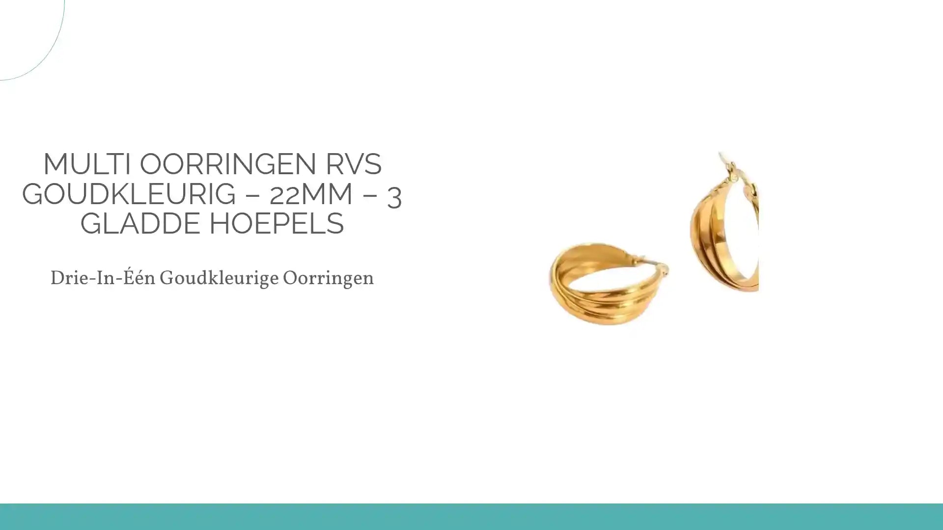 Multi Oorringen RVS Goudkleurig &ndash; 22mm &ndash; 3 Gladde Hoepels by@Outfy