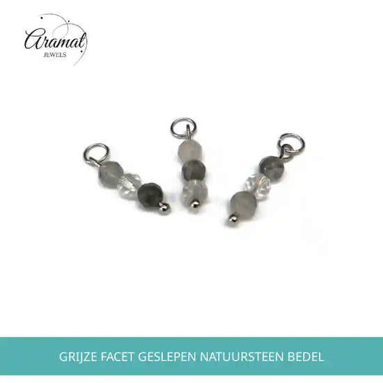 Grijze Facet Geslepen Natuursteen Bedel by@Outfy