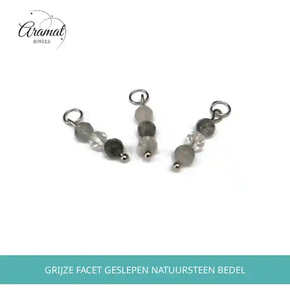 Grijze Facet Geslepen Natuursteen Bedel by@Outfy
