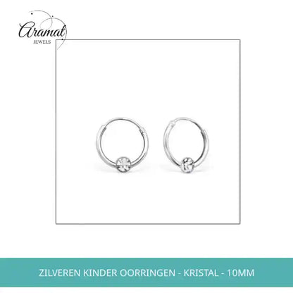 Zilveren Kinder Oorringen - Kristal - 10mm by@Outfy