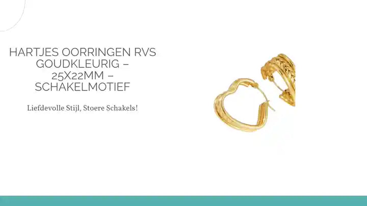 Hartjes Oorringen RVS Goudkleurig &ndash; 25x22mm &ndash; Schakelmotief by@Outfy