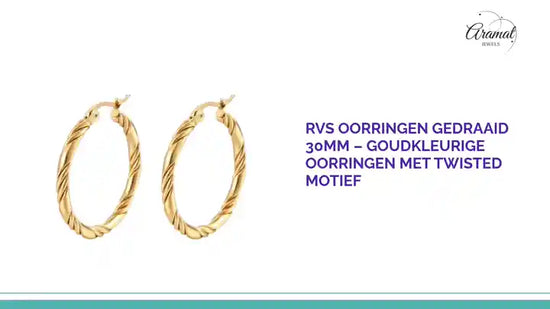 RVS Oorringen Gedraaid 30mm &ndash; Goudkleurige Oorringen met Twisted Motief by@Outfy