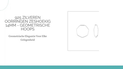 925 Zilveren Oorringen Zeshoekig 14mm - Geometrische Hoops by@Outfy
