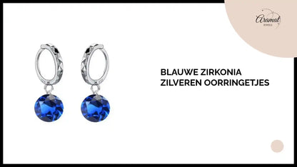 Blauwe Zirkonia Zilveren Oorringetjes by@Outfy