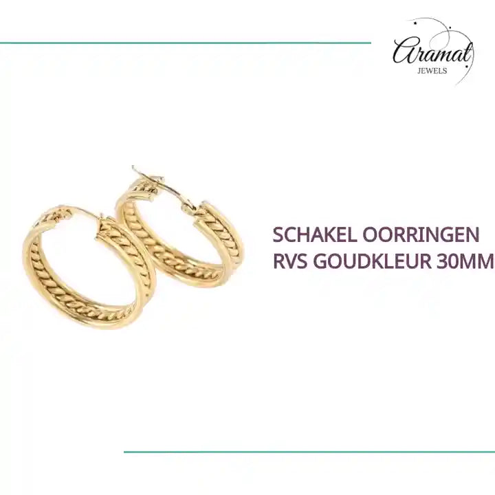 Schakel Oorringen RVS Goudkleur 30mm by@Outfy