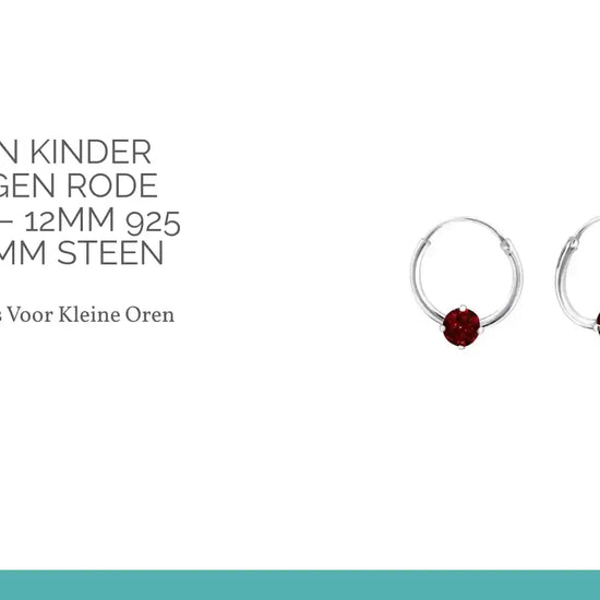 Zilveren Kinder Oorringen Rode Zirkonia &ndash; 12mm 925 Zilver 4mm Steen by@Outfy